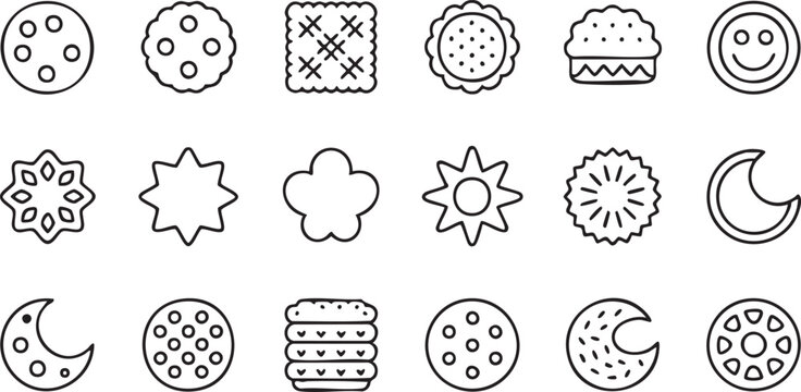 Minimal Cookie Vector Symbols for Dessert Menu and Packaging Projects