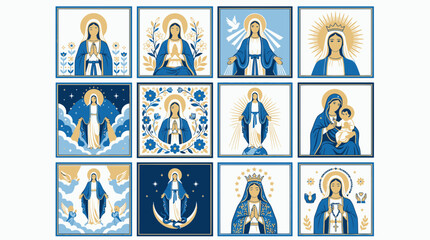 Fototapeta premium Virgin mary and feast of the assumption religious icon collection