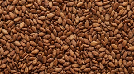 Fototapeta premium Roasted brown sesame seeds texture full frame top view macro shot of organic healthy ingredient used in culinary cooking recipes and asian cuisine garnishes for flavorful nutritious vegan meals