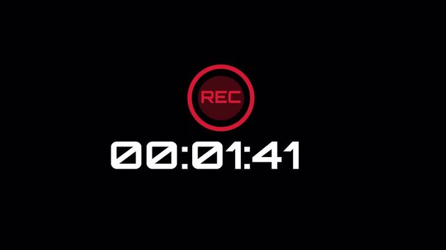 text rec camera recording icon blink animation horizontal 10 sec on transparent background