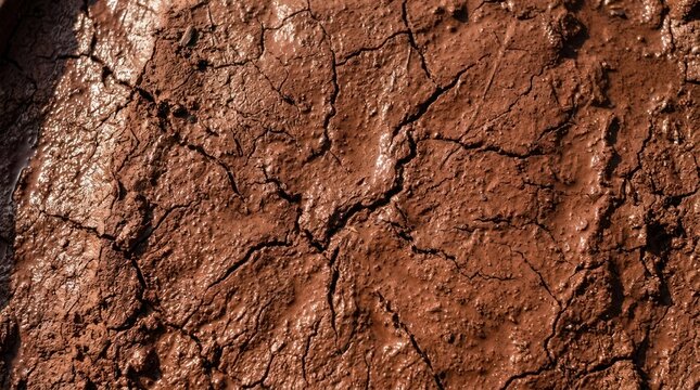 Close-up of cracked dry muddy earth texture