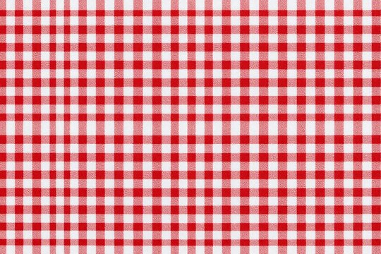 a red and white gingham checkered tablecloth