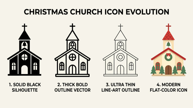 a collection of "Christmas Church vector Evolution" 