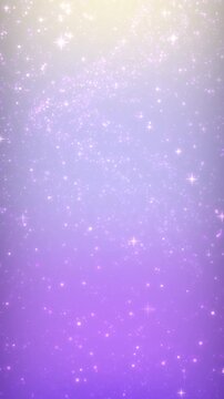 キラキラの粒子が降り注ぐ紫色の背景ループ動画 （縦型9:16） / Looping Background Animation of Falling Purple Sparkling Particles