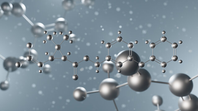 permethrin molecular structure, 3d model molecule, insecticide structural chemical formula view from a microscope