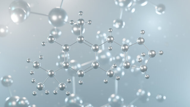 oxymetazoline molecular structure, 3d model molecule, vasoconstrictors structural chemical formula view from a microscope