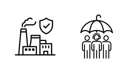 Fototapeta premium Simplified icons representing home insurance and rainy weather protection.