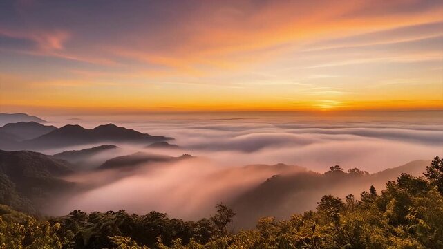 Luminous golden pink haze drifting outward with ultra smooth cinematic abstract atmosphere