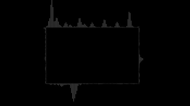 White audio waveform spectrum animation. Alpha channel, spectrum audio animation, Wave form Audio Isolated on transparent background. Motion graphics of music bar concept