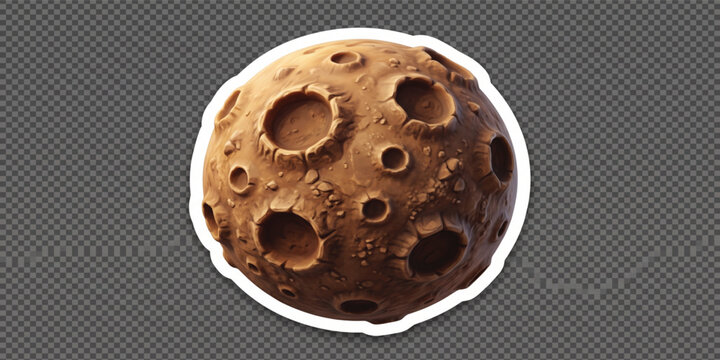 Cartoon Illustration of a Cratered Planet or Moon Sticker