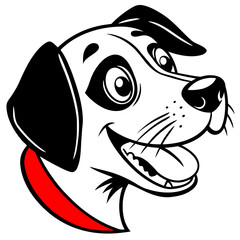 Fototapeta premium Happy Cartoon Dalmatian Dog Head Smiling Red Collar