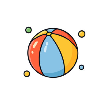 Colorful beach ball with small floating circles for summer fun and play