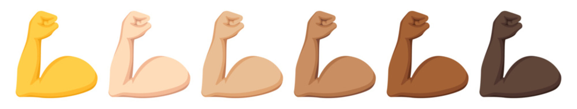 Flexed biceps, hand sign emoji, hand gesture symbol, vector icon illustration, isolated on transparent background. 
