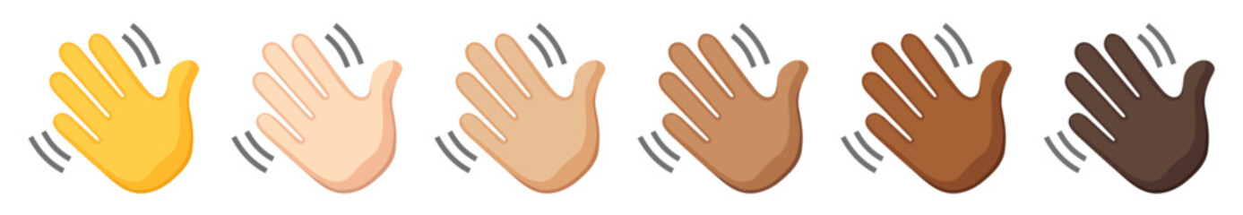 Waving hand sign emoji, hand gesture symbol, vector icon illustration, isolated on transparent background.  © Inka