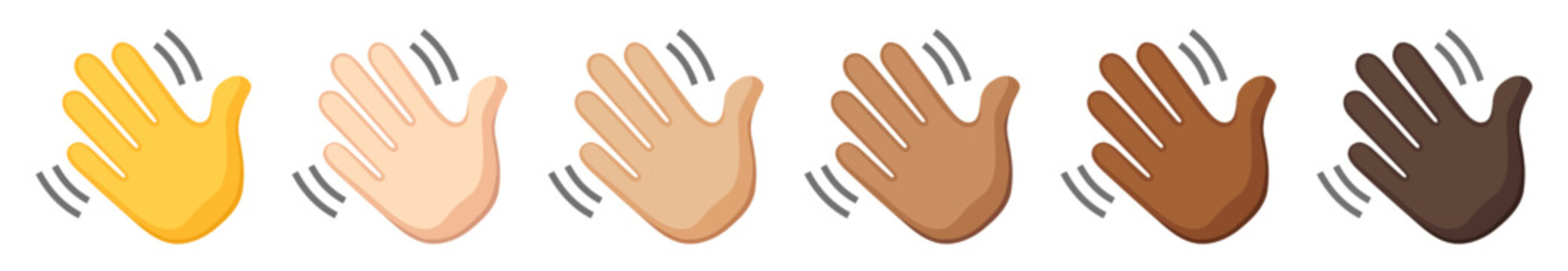 Waving hand sign emoji, hand gesture symbol, vector icon illustration, isolated on transparent background. 