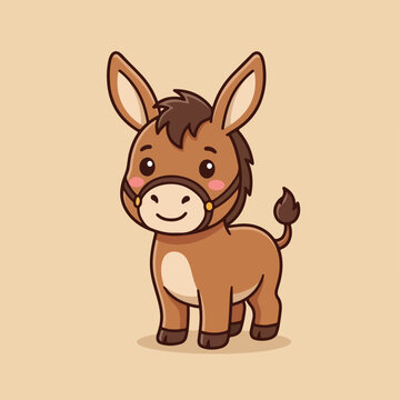 Cute cartoon donkey character illustration.