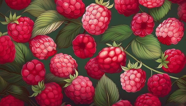 raspberry seamless pattern