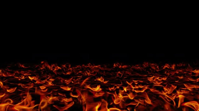 Dynamic burning surface animation, abstract fire flames on the ground for background 4K overlay