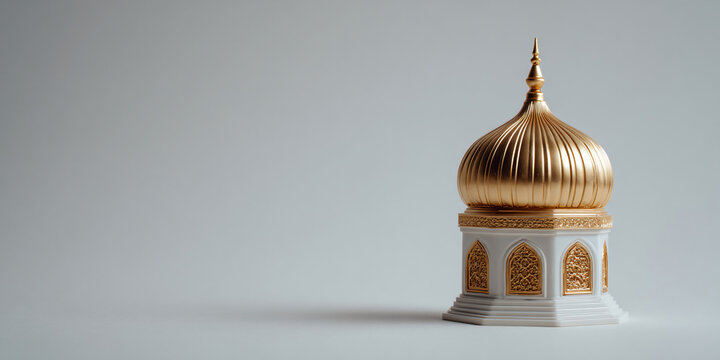 Miniature Mosque Dome Model in White and Gold