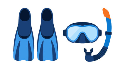 Blue snorkeling equipment set with fins mask and snorkel © Mark