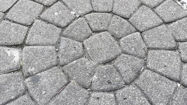 Top Down View of Circular Paving Block Pattern Texture Background