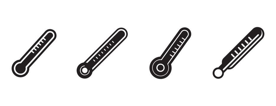 thermometer icons in different angles on white background for temperature measurement and weather forecast concepts  medical and science illustrations