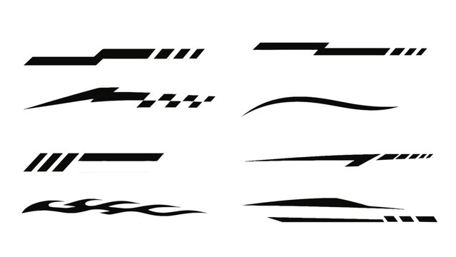 Set of abstract black stripe decals and graphic line elements