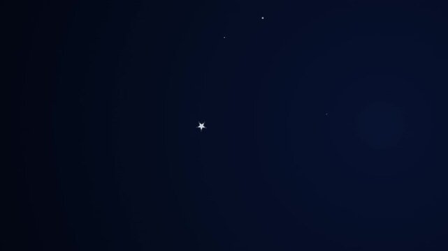 Minimalist night sky animation featuring small white and blue stars twinkling and floating over a dark blue background, creating a clean template with copy space for celestial videos