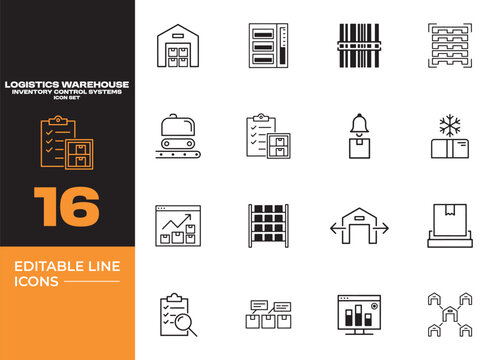 Logistics Warehouse Inventory Control Management System Icon Collection
