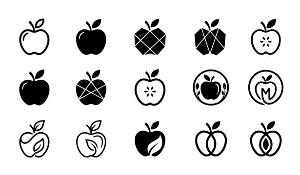 Apple logo vector set with modern fruit branding