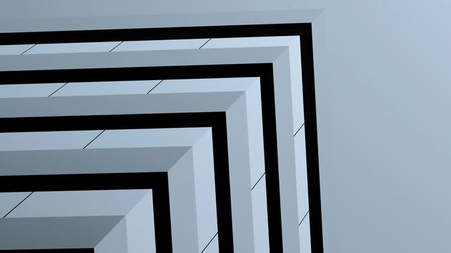 Futuristic corner design of a building, office, or industrial complex with windows. Abstract sci-fi house against a gloomy, overcast sky at dusk,animation. 3D render