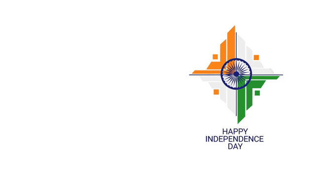 Minimalist Indian Independence Day Graphic with Tricolor Symbol