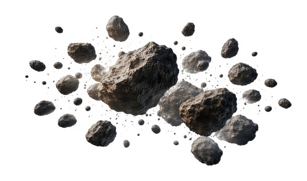 PNG Floating space rocks on white