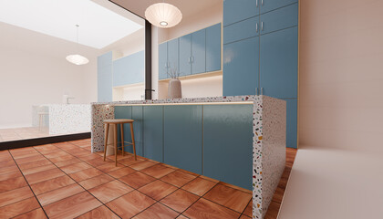 Contemporary Culinary Space Showcasing Custom Storage Solutions Elegant Work Surfaces Natural Illumination And Sophisticated Home Architecture © Grid Byte Studio