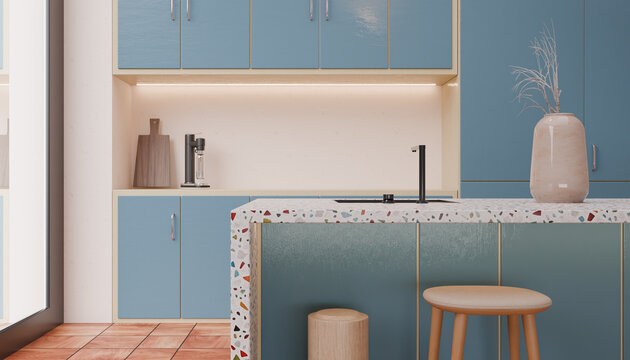 Minimal Kitchen Counter Composition Highlighting Decorative Accessories Premium Finishes Clean Geometry And Refined Interior Styling Elements