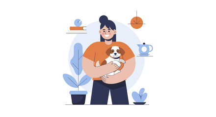 Woman Holding Adorable Puppy Dog Companion. © Ibuk