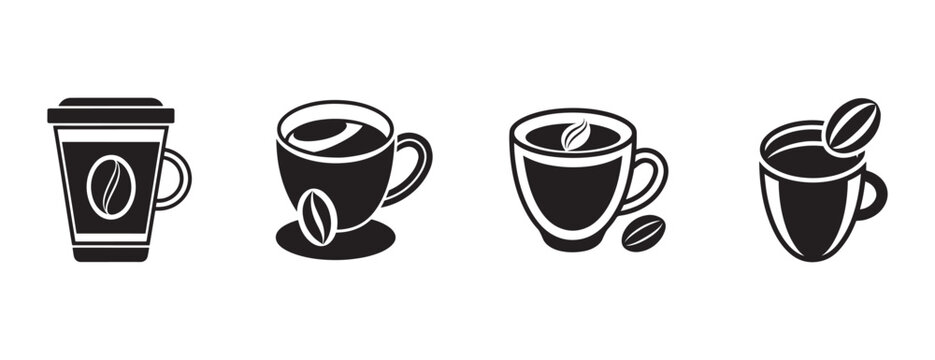  coffee cups with coffee beans on white background  coffee cups with coffee beans