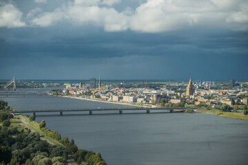 Obraz premium Aerial Cityscape of Riga Seen from Riga TV Tower, Latvia