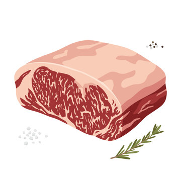Wagyu A5 beef brisket flat vector illustration