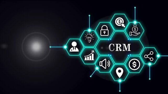 CRM, Customer relationship management concept. Customer satisfaction, retention strategies. CRM or customer loyalty program banner. Businessman touching button in background, CRM concept.4k