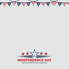 Obraz premium Illustration design with the theme of commemorating the United States Independence Day on July 4th, using a combination of red and blue colors