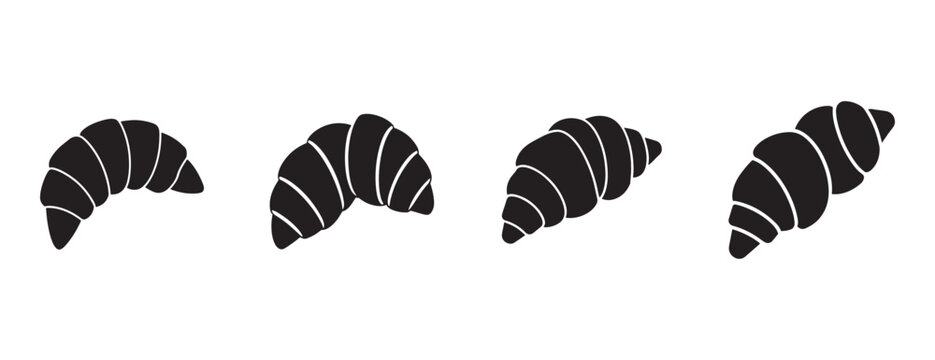 croissant silhouettes in different orientations on white background for baking or pastry design