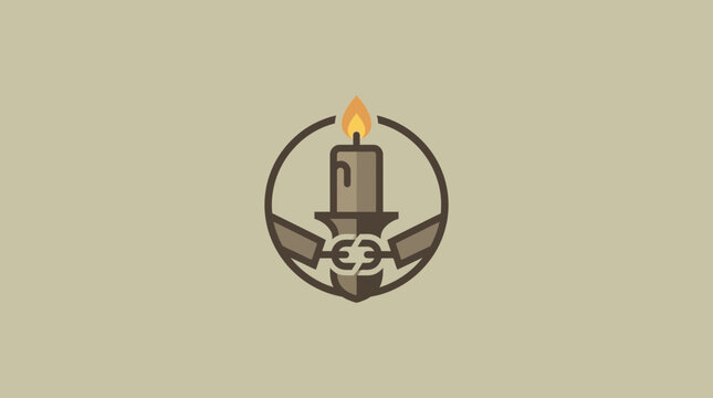 Minimalist Lit Candle and Broken Chain Icon for Freedom Symbol