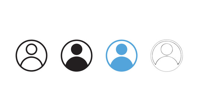 User Profile Avatar Icon Set Outline Solid Blue Grey UI Illustration