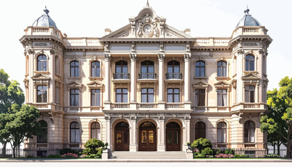 Large ornate building with columns facade. © Ikhsan