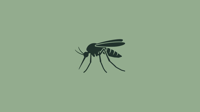 Minimalist Mosquito Silhouette Icon on Muted Green Background