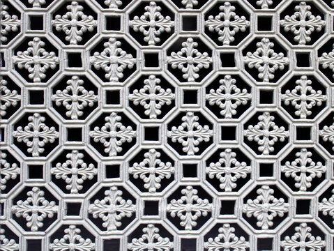 Texture de grille en fer forg&eacute; ancienne motif g&eacute;om&eacute;trique floral