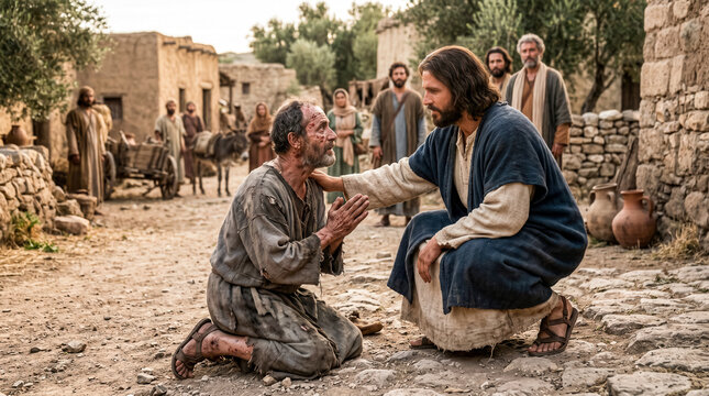 Jesus heal a man suffering from leprosy.