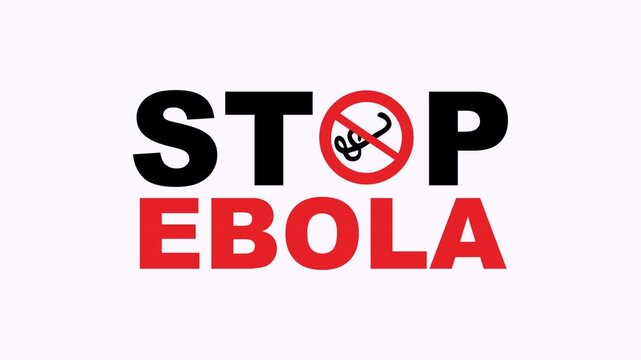 Bold text red stop ebola virus lettering viral illness graphic symbol logo suitable for healthcare campaigns, medical websites, educational materials on epidemics.