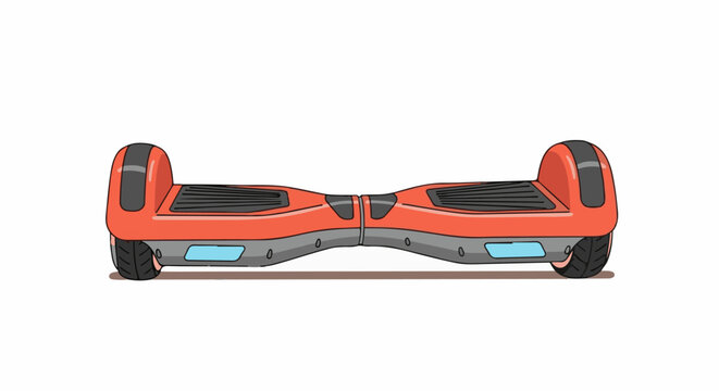 A red hoverboard illustration with black wheels